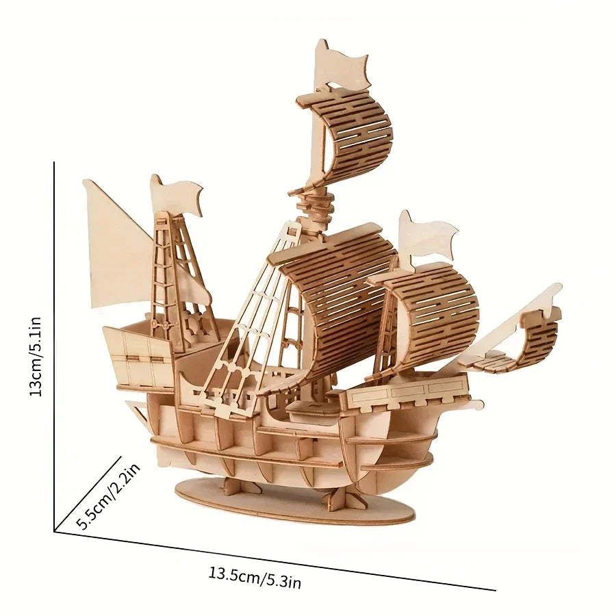 SailCraft 3D DIY-Holzsegelboot-Puzzle Modell – Dekorationssatz für Zuhause und Büro