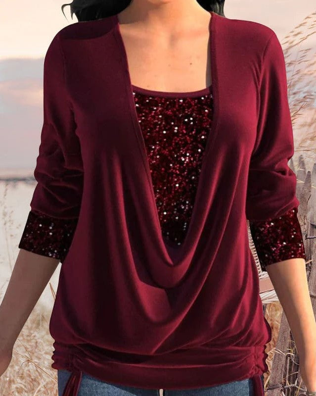 Ava Langärmliges Paillettenshirt für Damen
