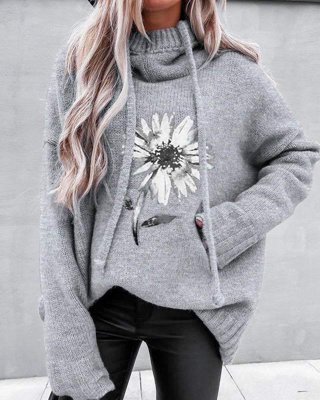 AutumnTrend® Hoodie mit Blumenmuster in Grau