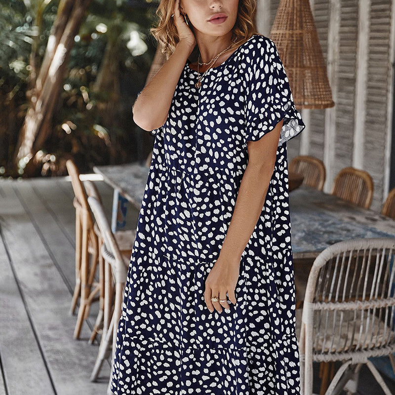 Donna - Punkte gemustertes Kleid mit Rüffenärmeln