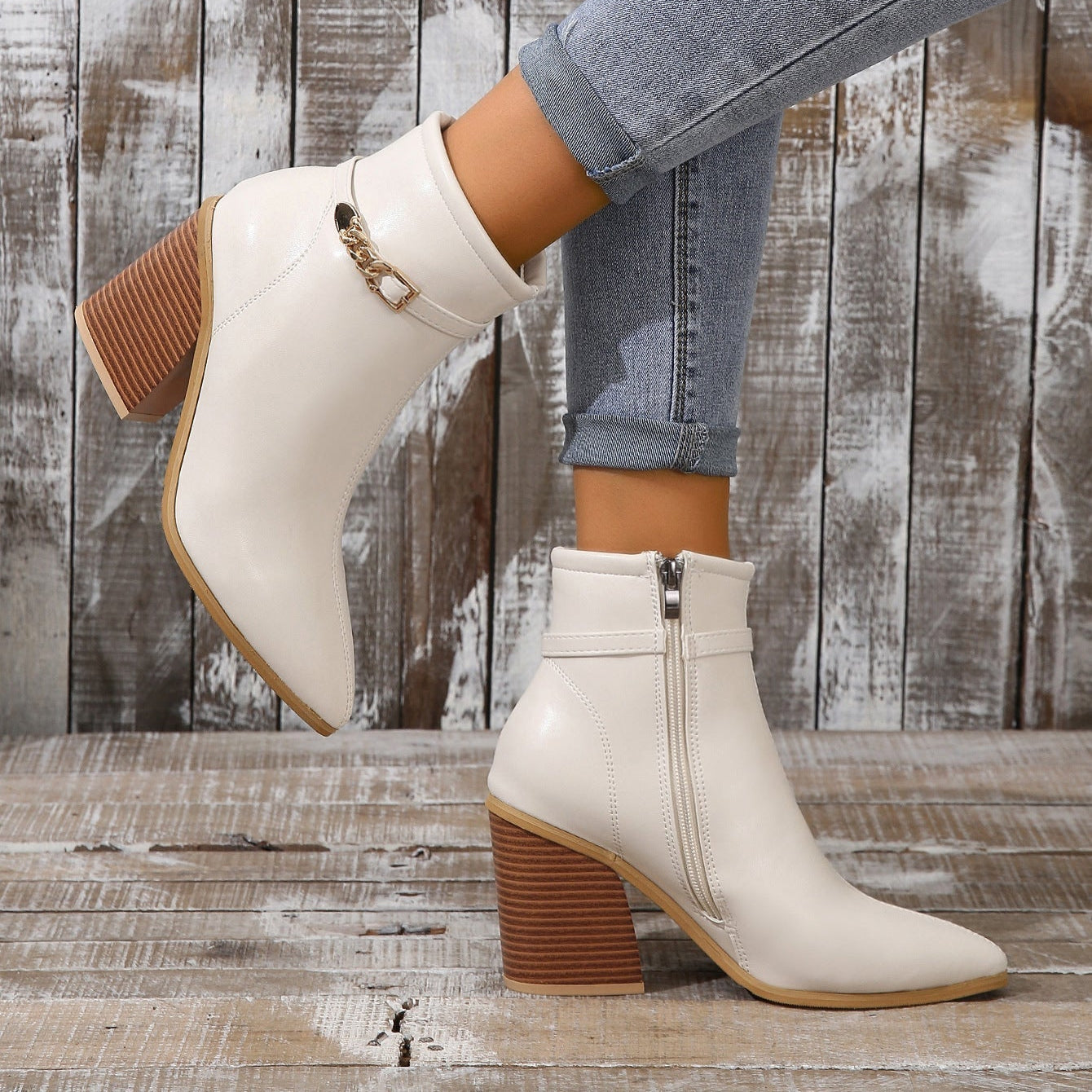 Freja – Elegante Stiefel mit seitlichem Reißverschluss und Blockabsatz