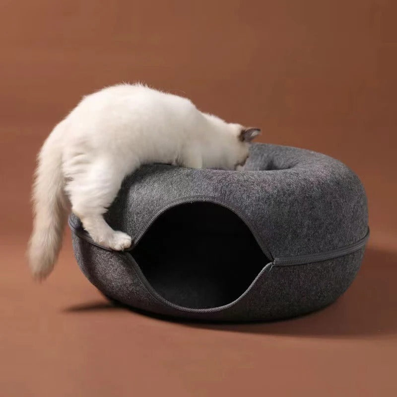 CozyNest - Bequeme donut-förmige Filz-Katzenbett