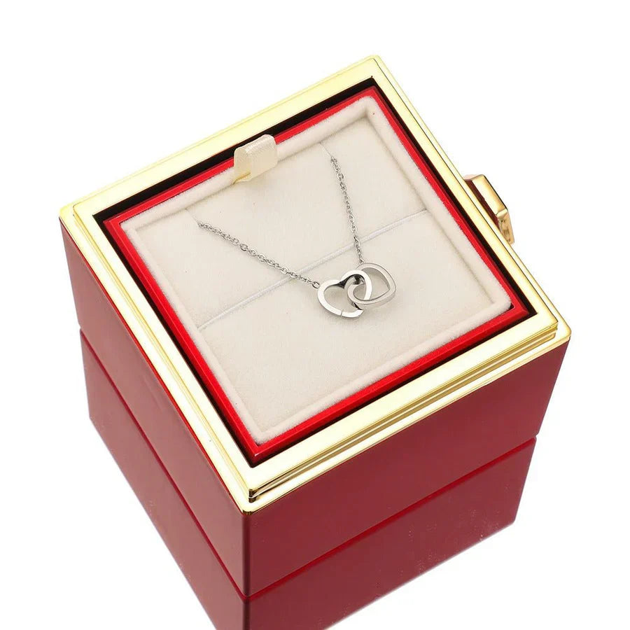 Ewige Rosen Geschenkbox mit verstecktem personalisiertem Halsband – Einzigartiges Geschenk zum Muttertag
