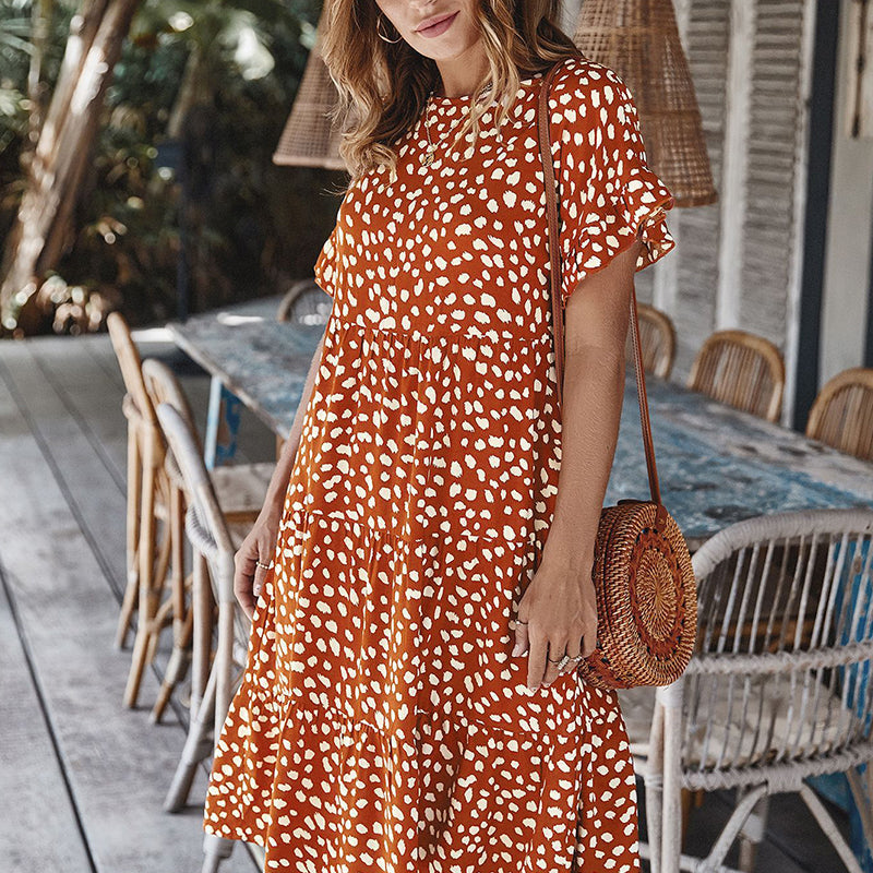 Donna - Punkte gemustertes Kleid mit Rüffenärmeln