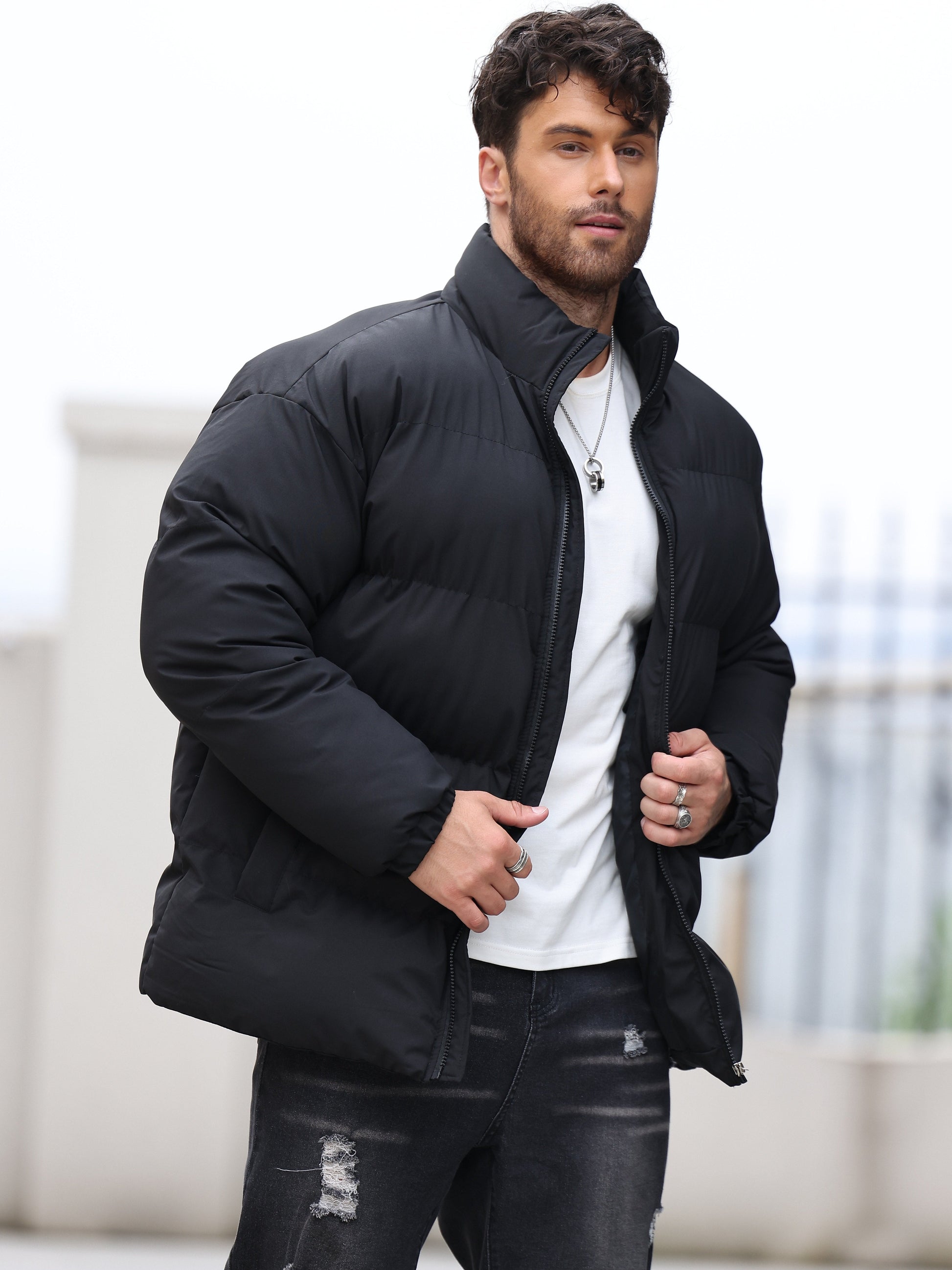 Archie - Ge padded Jacke mit Reißverschluss und Kragen