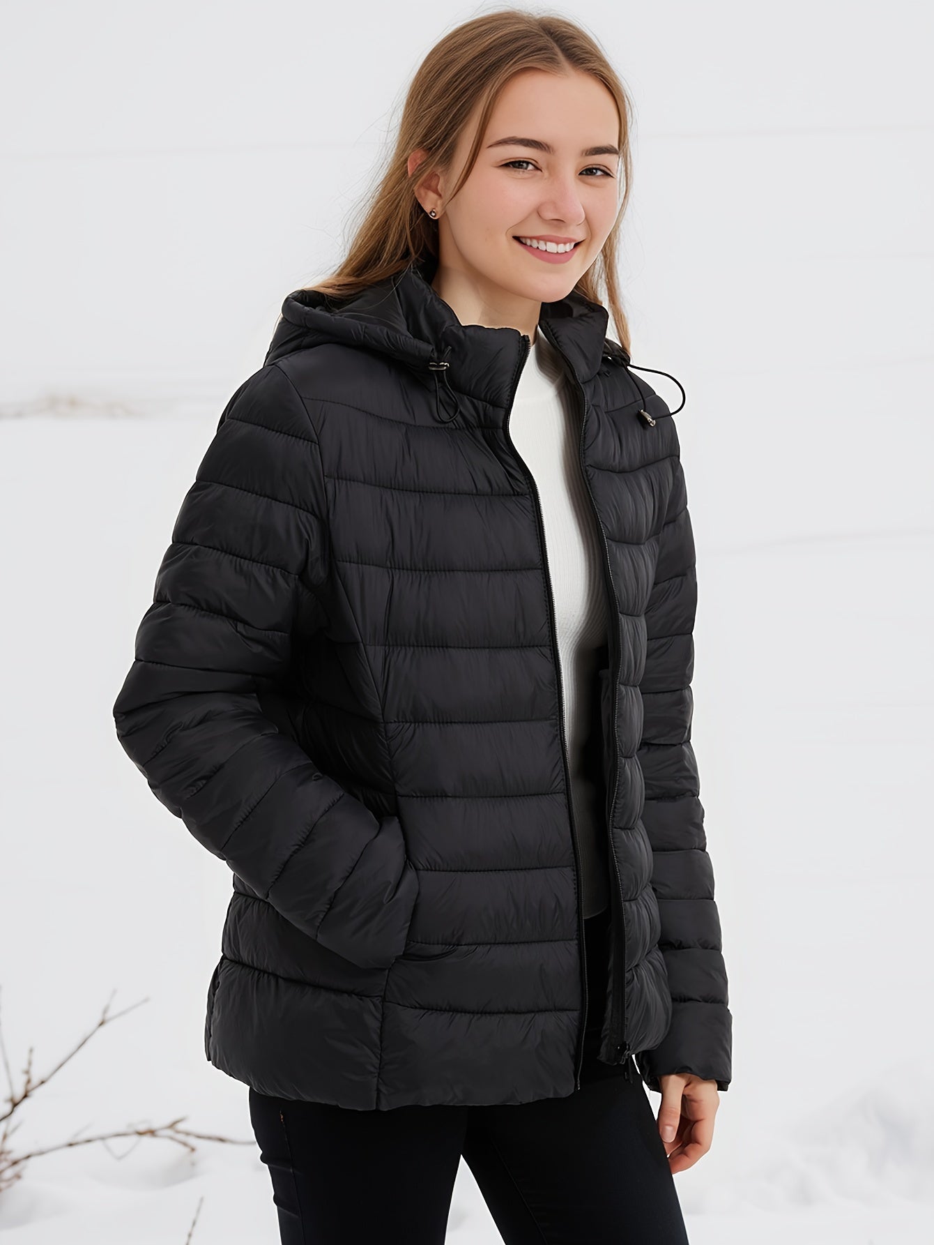 Emilie - Warme Jacke mit Kapuze und Reißverschluss
