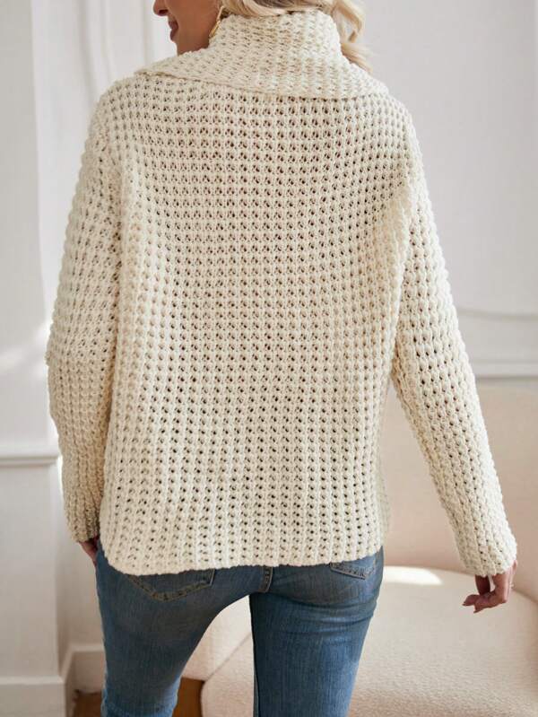 AutumnTrend® Beiger Hochkragen-Strickpullover