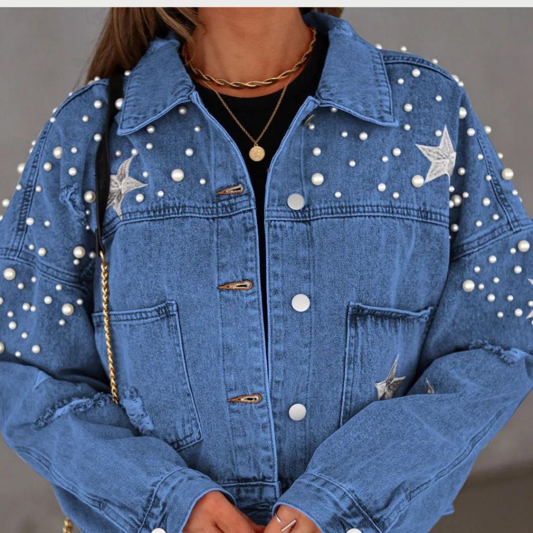 Editha - Knopfperlen Denimjacke