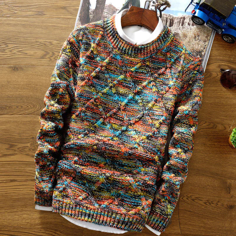 Isabel | Lebendiger Regenbogen-Strickpullover