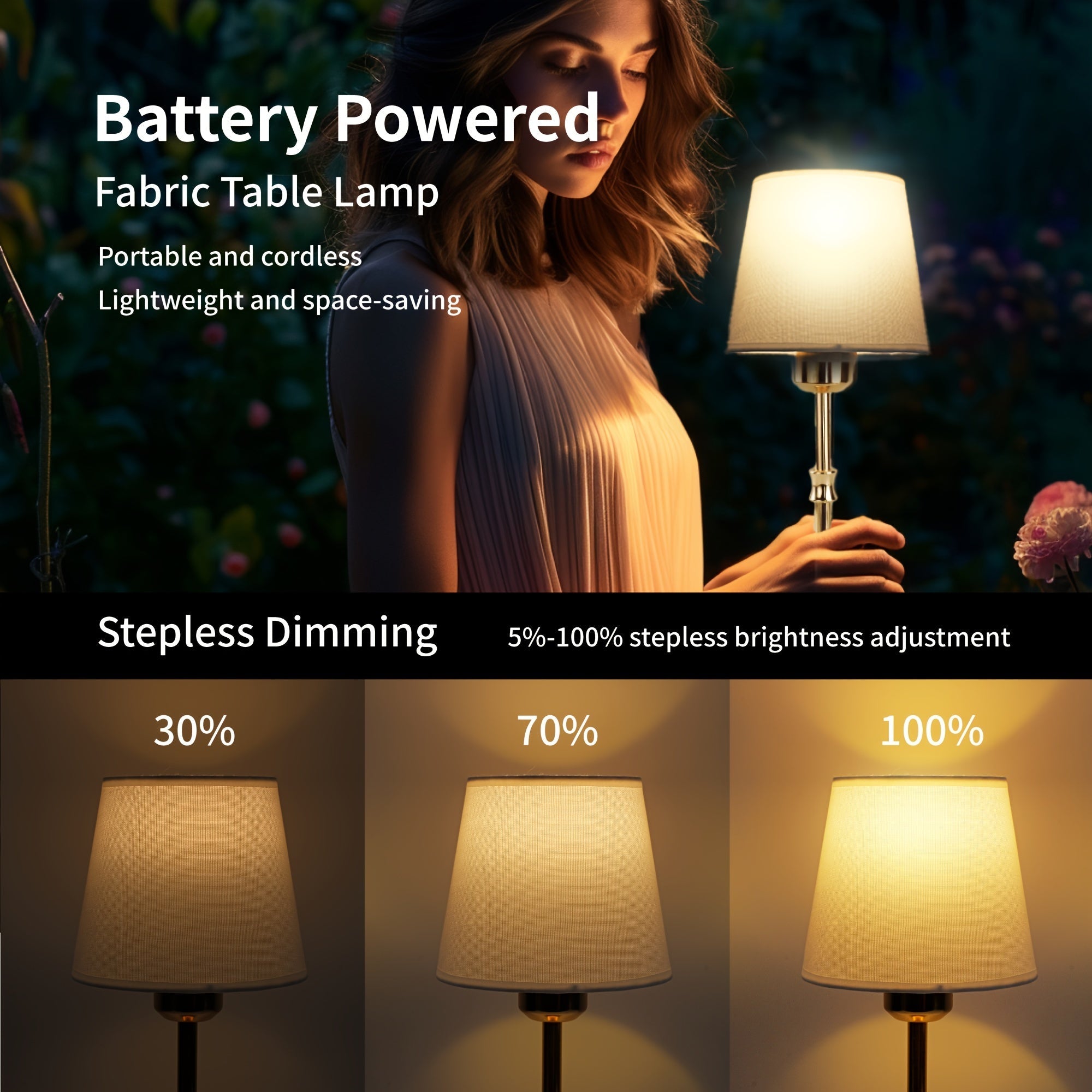 Power Glow | Wiederaufladbare kabellose Tischlampe