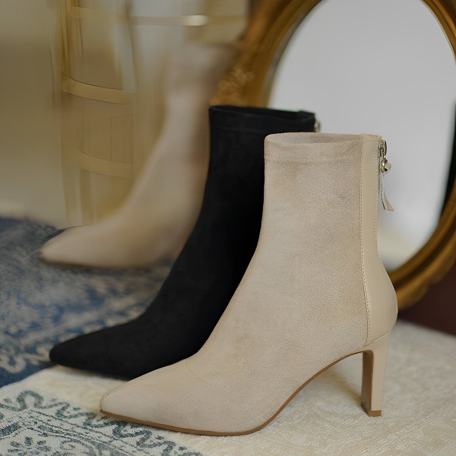 Freja Stilvolle Spitzstiefel mit Hohem Absatz und Reißverschluss