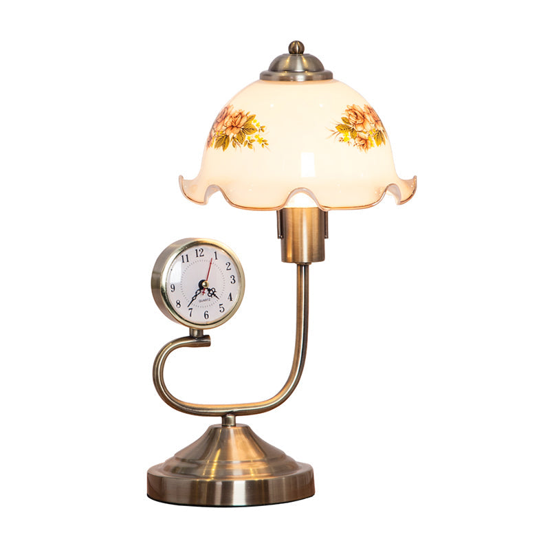 Florvella – rustikale Blumen-Tischlampe mit schrägem Kristall