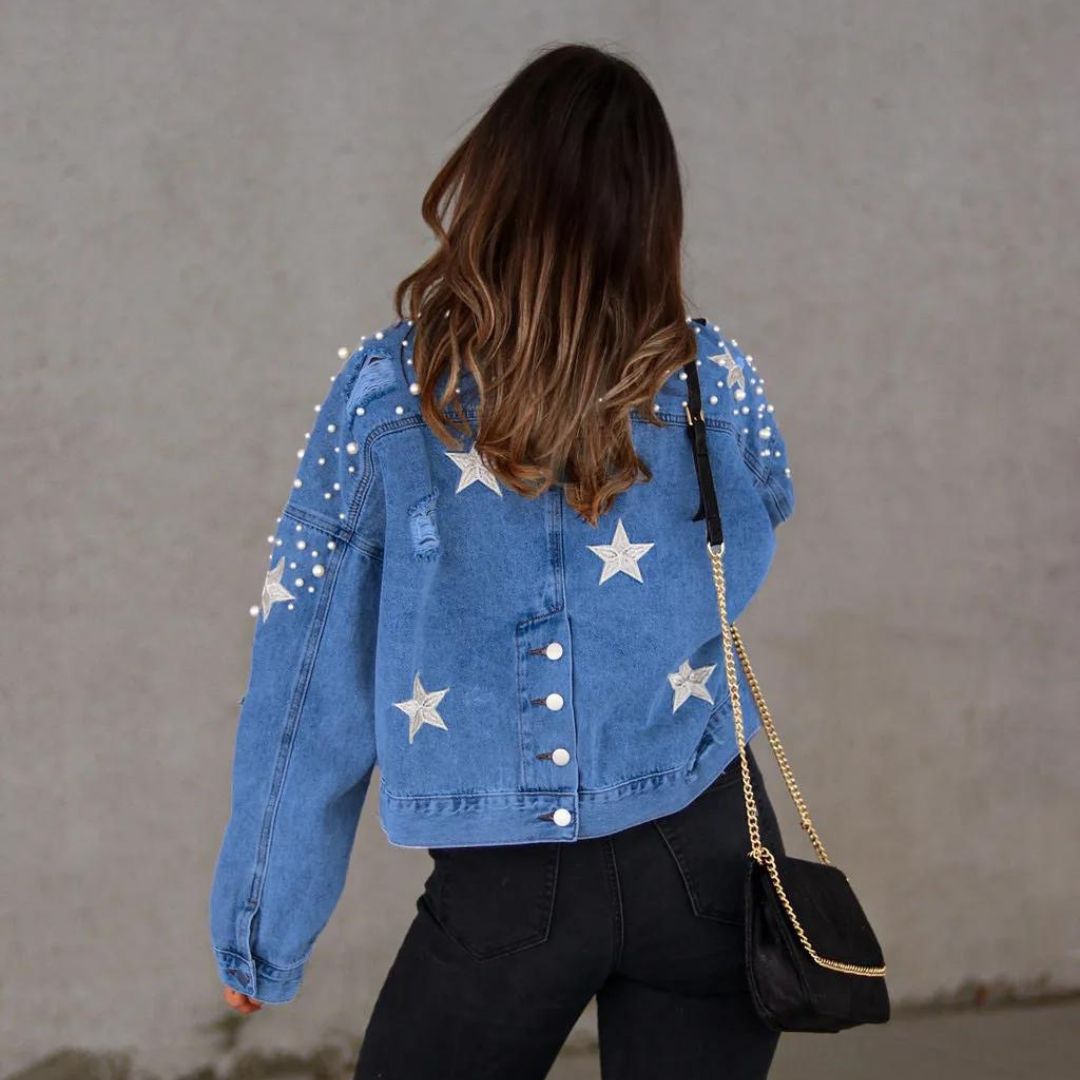 Editha - Knopfperlen Denimjacke