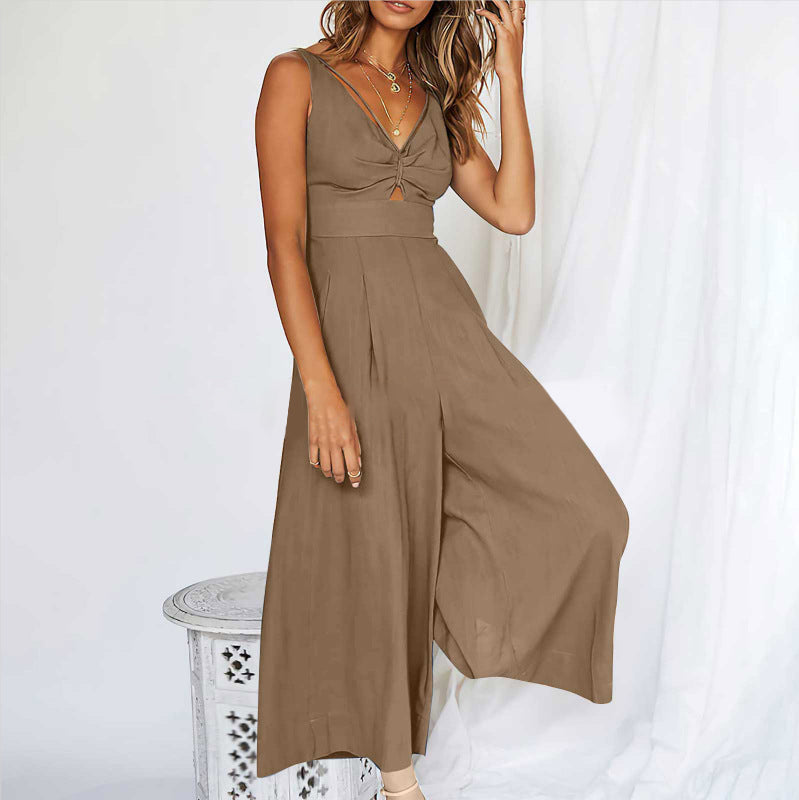 Sanne - Jumpsuit mit weitem Bein und V-Ausschnitt