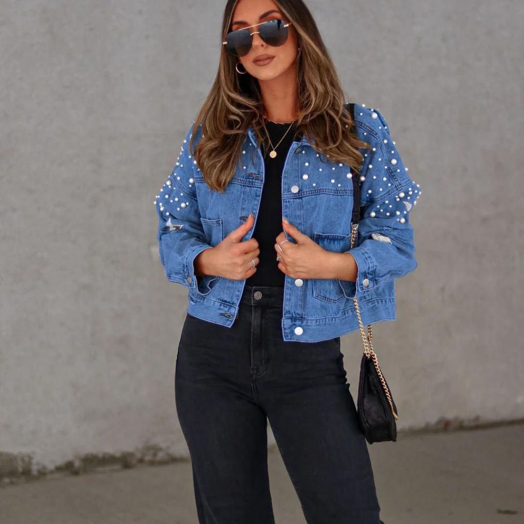 Editha - Knopfperlen Denimjacke