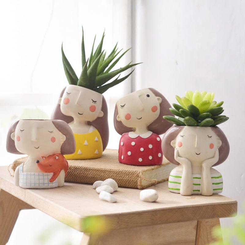 UrbanSprout Mini Resin Pflanzenset – Verspielte Sukkulentenbehälter