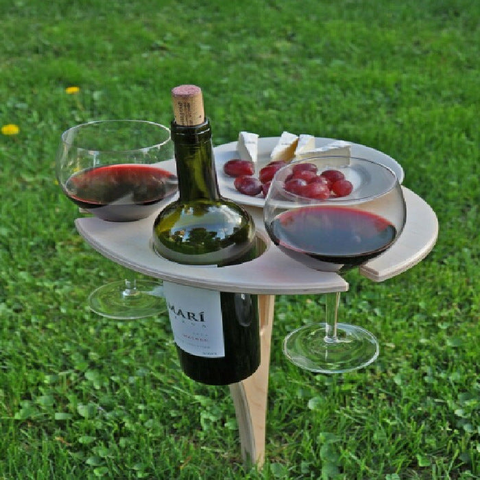 Terraliv Outdoor Getränkehalter – Tragbarer Picknicktisch für Flaschen und Gläser