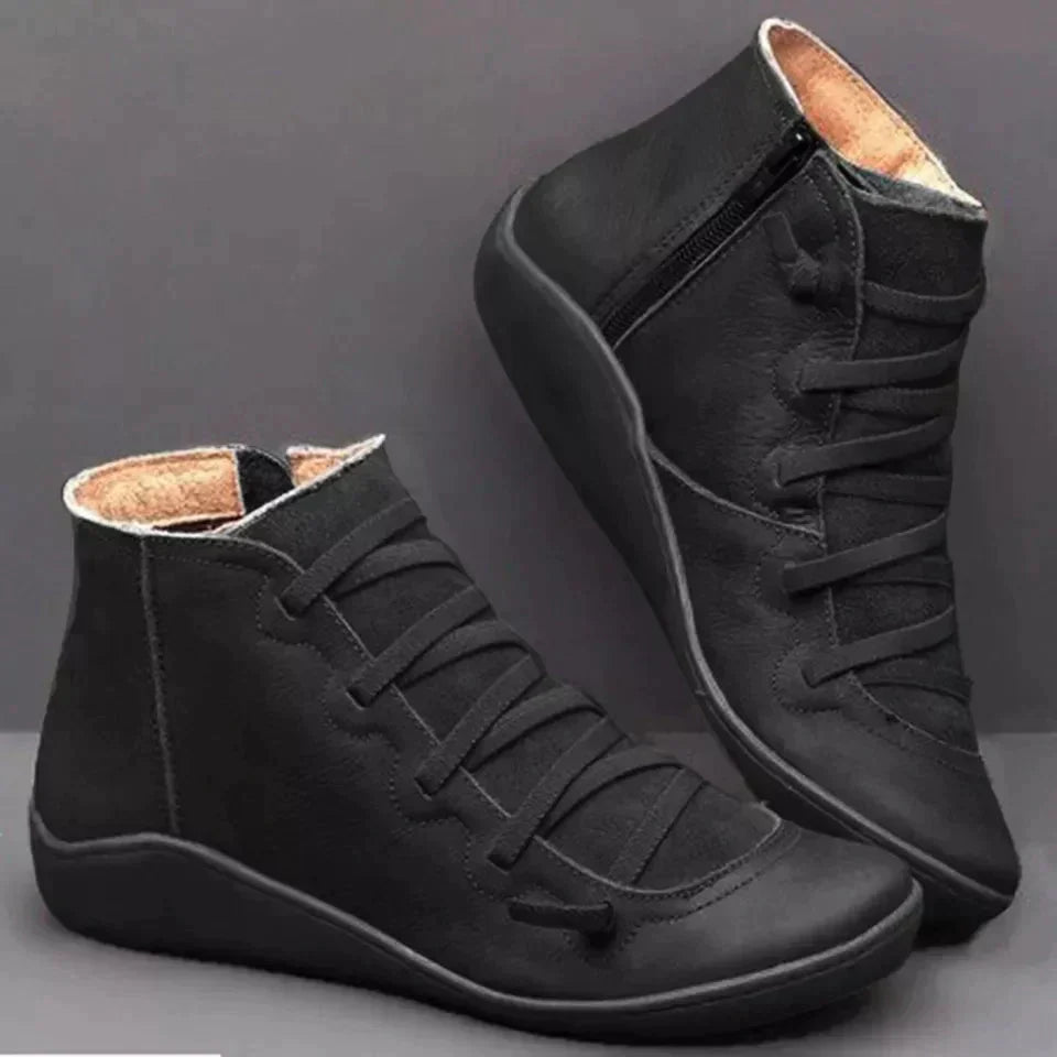 Izabel - Stilvolle Ankelstiefel mit Schnürung und seitlichem Reißverschluss