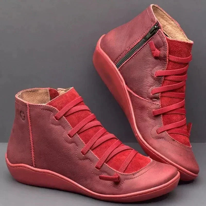 Izabel - Stilvolle Ankelstiefel mit Schnürung und seitlichem Reißverschluss