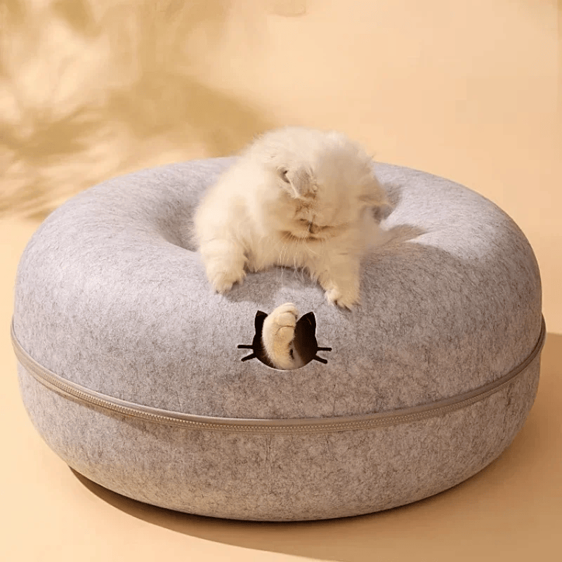 CozyNest - Bequeme donut-förmige Filz-Katzenbett