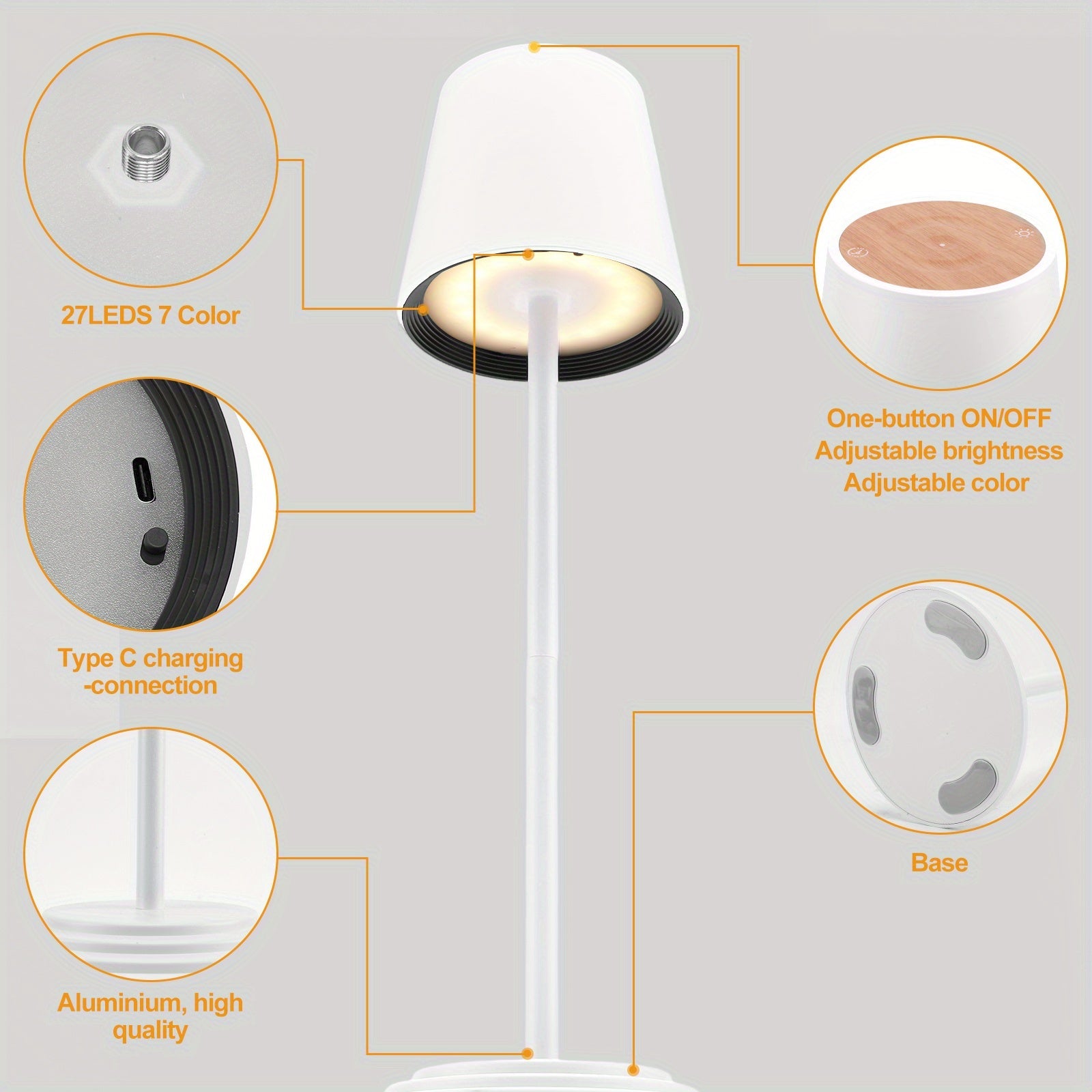 Glow Ease | Dimmbare kabellose Tischlampe mit Touchsteuerung