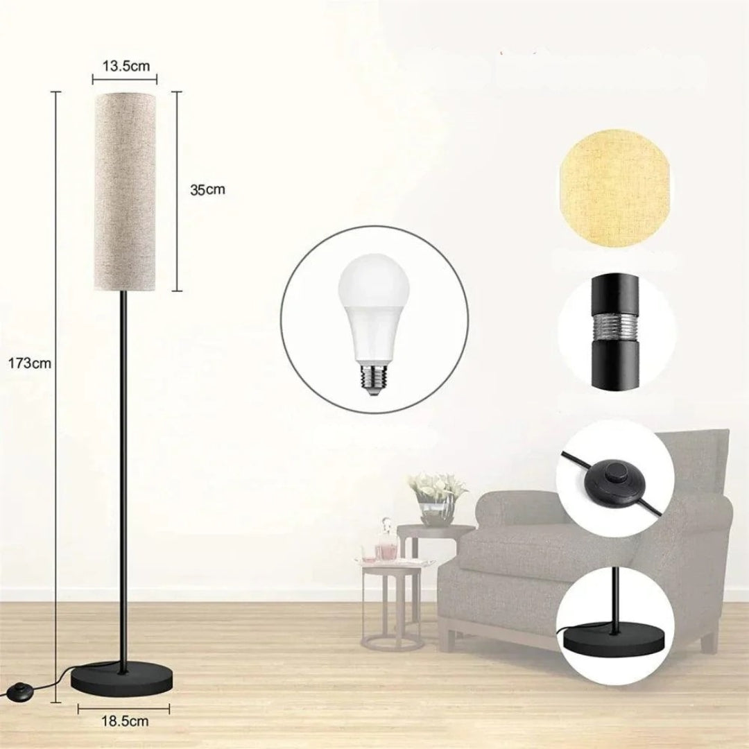 LumiCyl – Moderne Stehlampe mit zylindrischem Stoffschirm