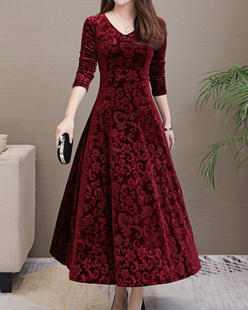 Isabella Elegante Midi-Kleid aus Weichem Samt – Sofistiziert und Zeitlos