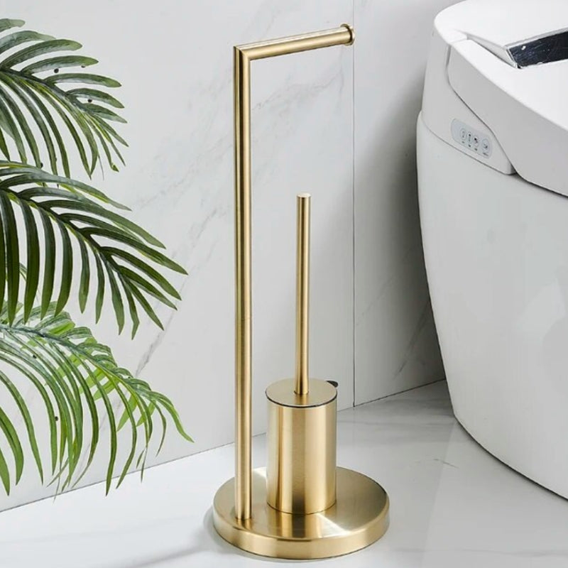 CleanStand Freistehender Toilettenpapierhalter mit Bürste