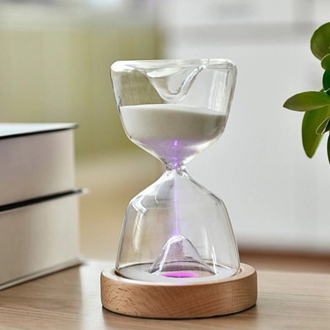 GlowTime Fernbediente Sanduhr – Magischer Zeitmesser mit Mehrfarben-LED-Lichtern