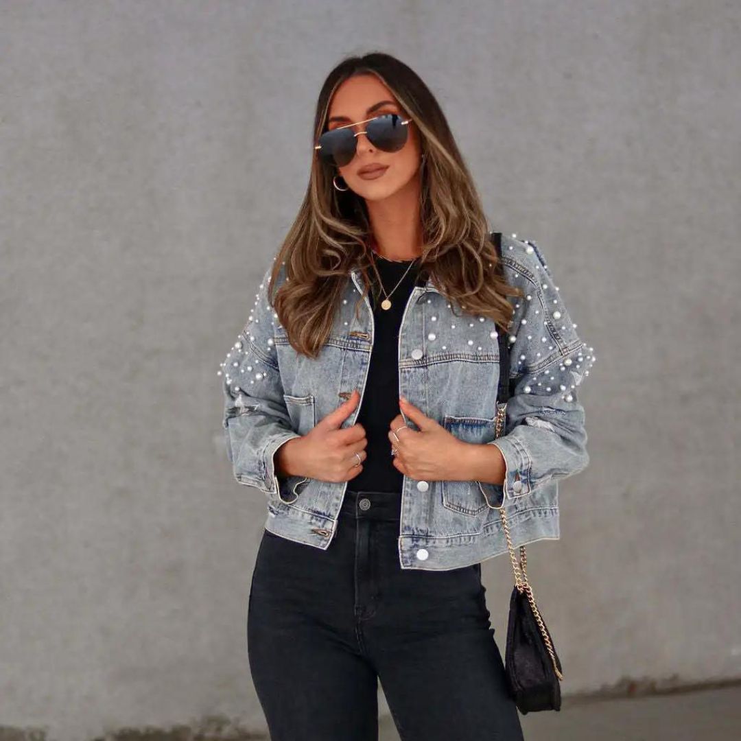 Editha - Knopfperlen Denimjacke