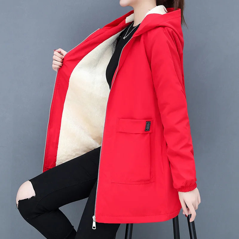 Vera Cozy Woll gepolsterte Jacke mit Kapuze