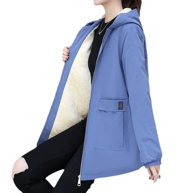 Vera Cozy Woll gepolsterte Jacke mit Kapuze