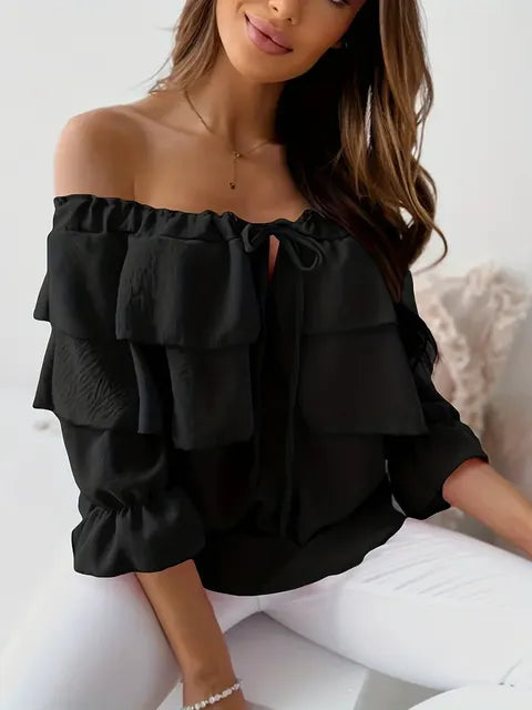 Matilda Chiffon Bluse mit schulterfreiem Schnitt