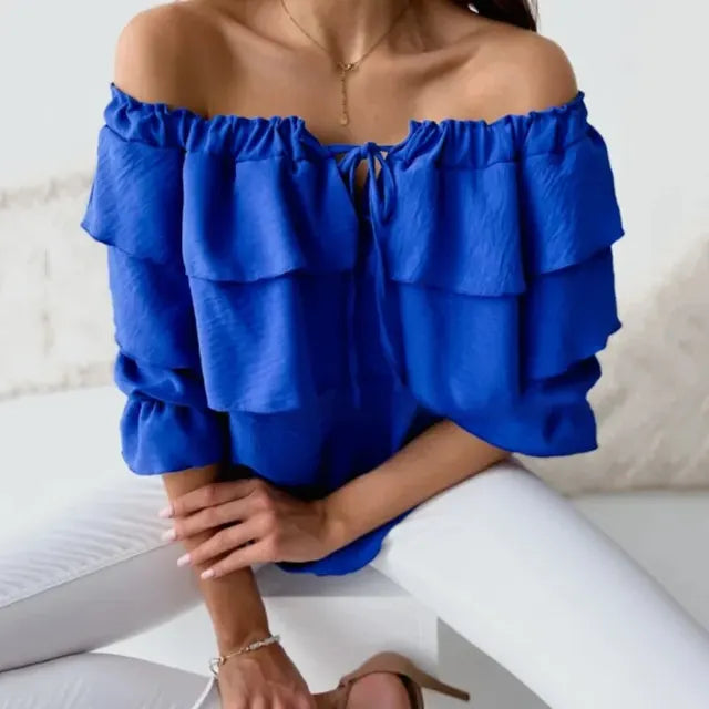Matilda Chiffon Bluse mit schulterfreiem Schnitt