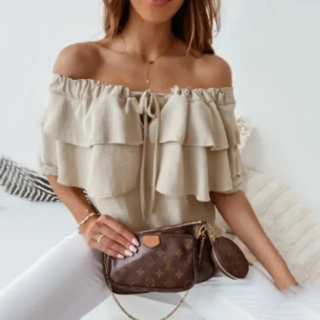 Matilda Chiffon Bluse mit schulterfreiem Schnitt