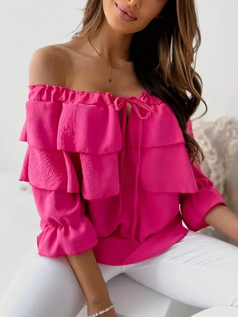 Matilda Chiffon Bluse mit schulterfreiem Schnitt
