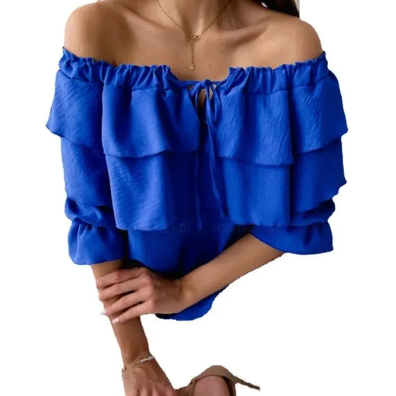 Matilda Chiffon Bluse mit schulterfreiem Schnitt