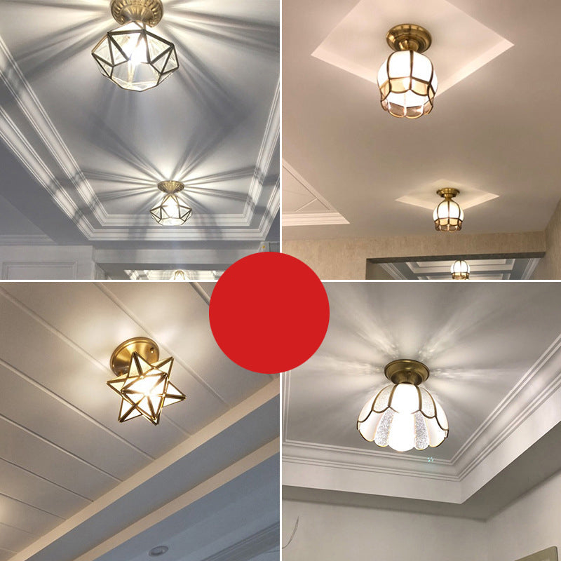 GoldenAura - Koloniale Semi Flush Mount-Beleuchtung