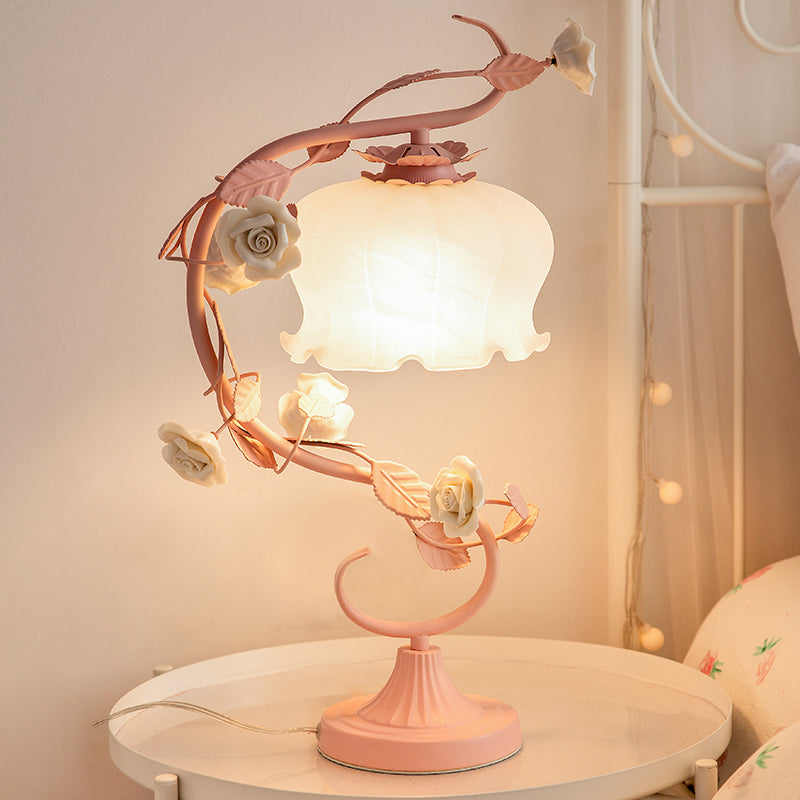 Rosabella - Elegante Blüte Glas Schreibtischlampe