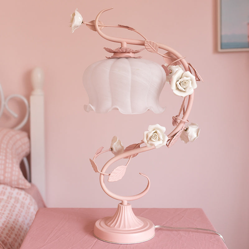 Rosabella - Elegante Blüte Glas Schreibtischlampe