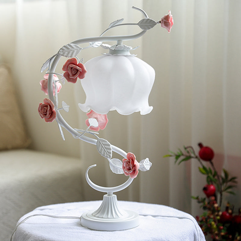 Rosabella - Elegante Blüte Glas Schreibtischlampe