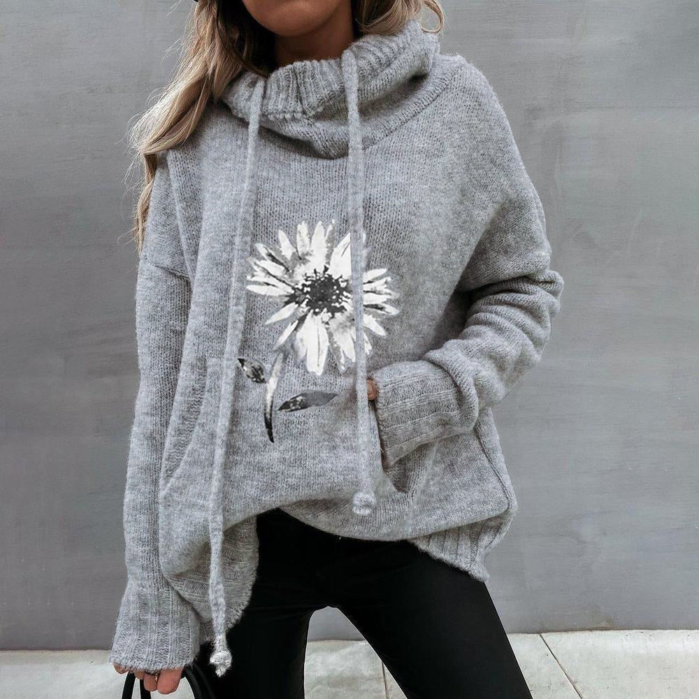 AutumnTrend® Hoodie mit Blumenmuster in Grau