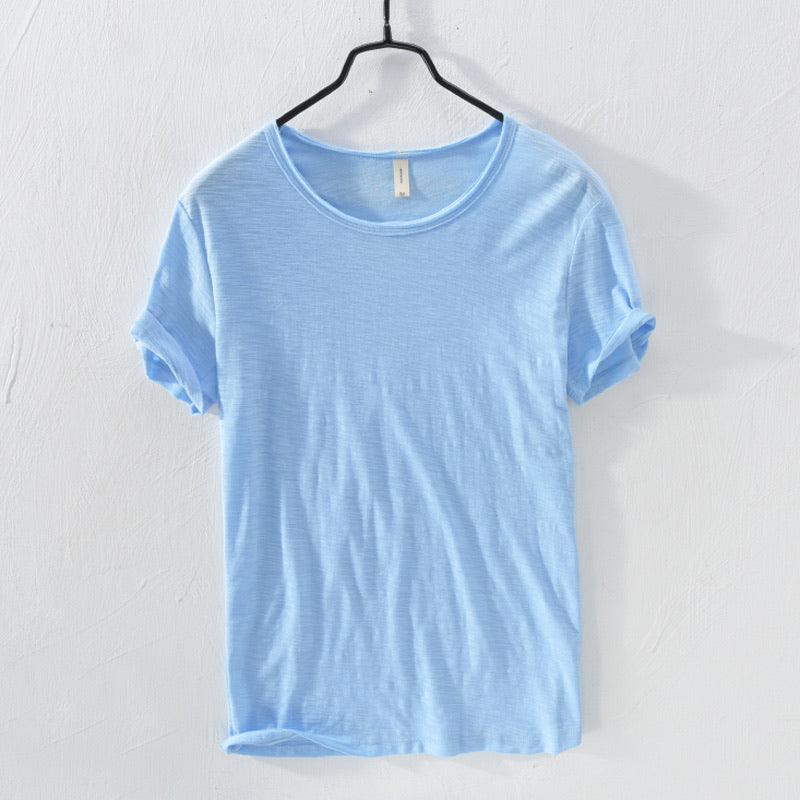 Leni - Klassische kurzärmelige Bluse mit Rundhalsausschnitt