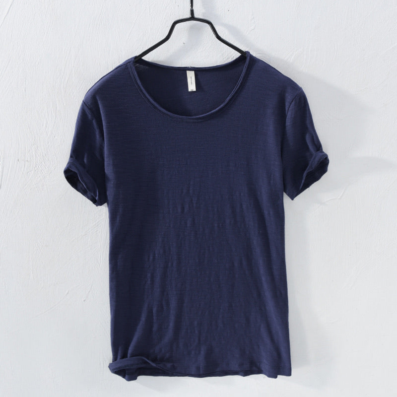 Leni - Klassische kurzärmelige Bluse mit Rundhalsausschnitt