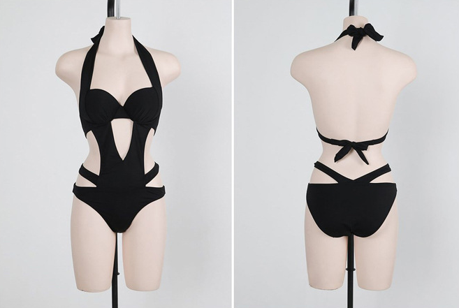 Tammy - Halter Cut Out Bandage Badebekleidung