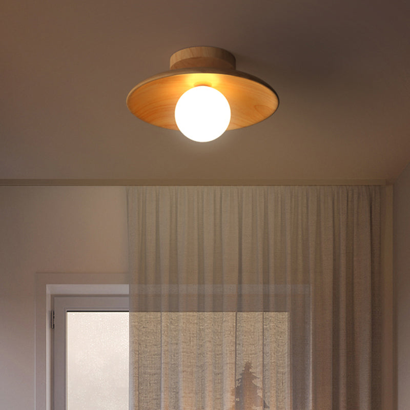 Deckenleuchte - Mid-Century Moderne Holz- und Globe-Einbauhalterung