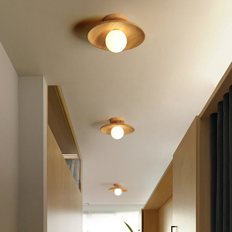 Deckenleuchte - Mid-Century Moderne Holz- und Globe-Einbauhalterung