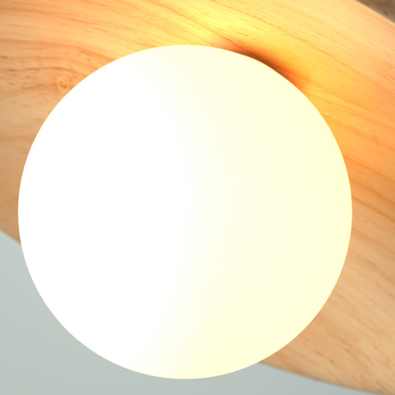 Deckenleuchte - Mid-Century Moderne Holz- und Globe-Einbauhalterung