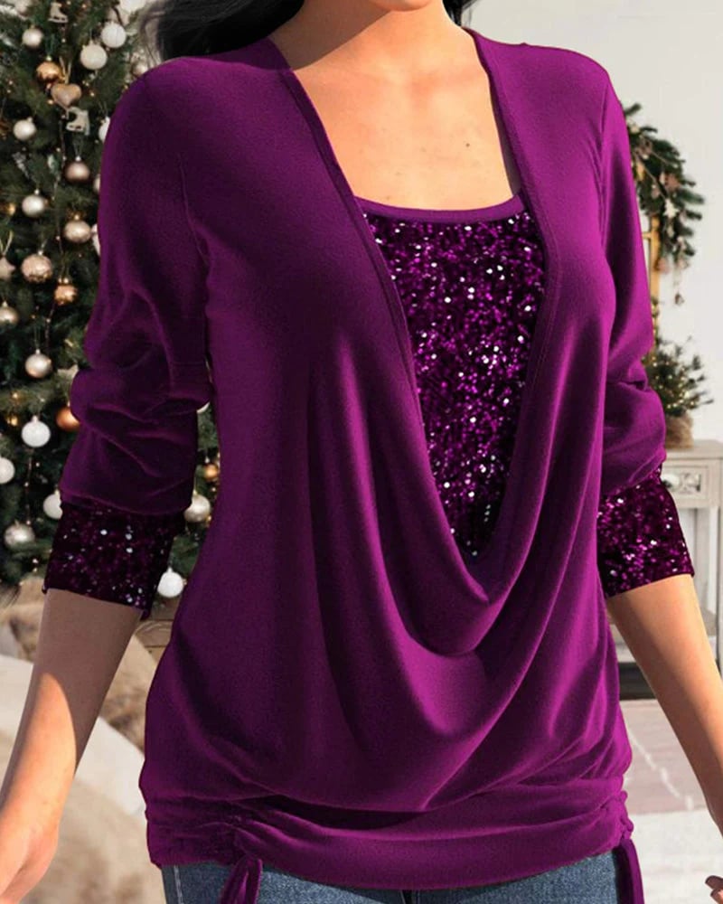 Ava Langärmliges Paillettenshirt für Damen