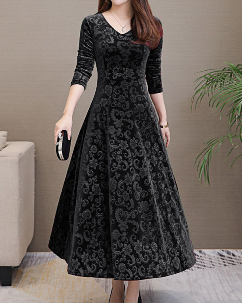Isabella Elegante Midi-Kleid aus Weichem Samt – Sofistiziert und Zeitlos